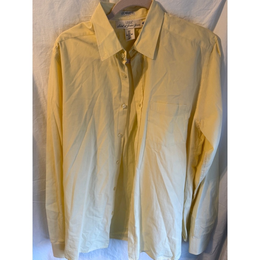 HM LOGG Mens Large Yellow Cotton Button Down Shirt Regular Fit Long Sleeve